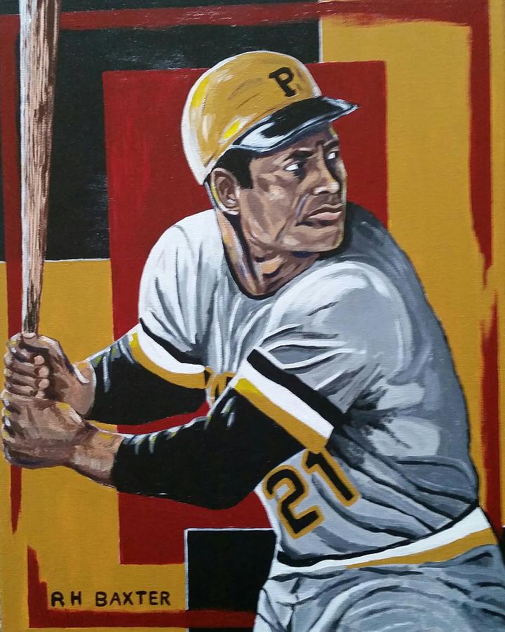 720x900 Roberto Clemente Painting By Robert H Baxter - Roberto Clemente Painting
