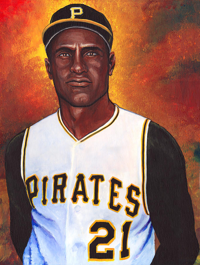 682x900 Roberto Clemente Painting By Steven Benton - Roberto Clemente Painting