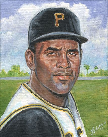 430x545 Roberto Clemente Pittburgh Pirates Legend Painted Portrait 8x10 - Roberto Clemente Painting