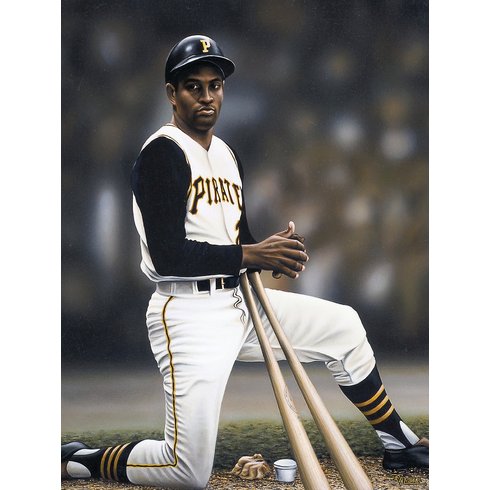 490x490 Buy Art For Less Roberto Clemente On Deck Artwork By Darryl Vlasak - Roberto Clemente Painting
