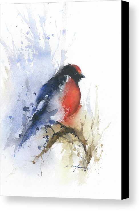 491x740 Robin Bird Watercolor Painting Print, Red And Black Birds Print - Robin Bird Painting