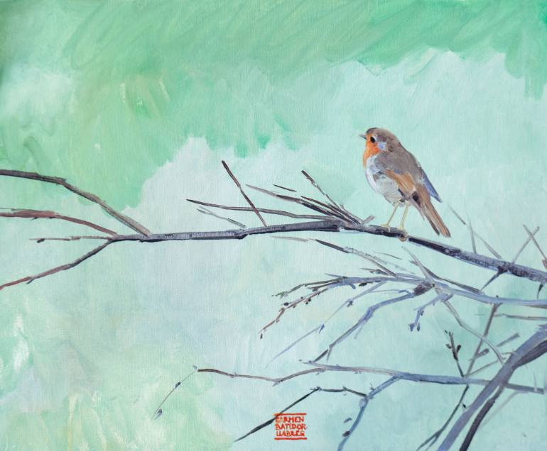 770x636 Saatchi Art Robin Bird Painting By Carmen Batidor - Robin Bird Painting