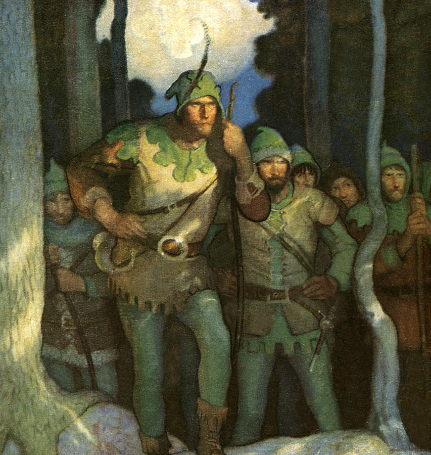 853x900 Robin Hood And His Merry Men Painting By Newell Convers Wyeth - Robin Hood Painting