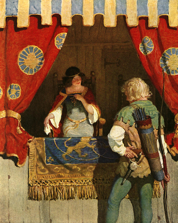 721x900 Robin Hood Meets Maid Marian Painting By Newell Convers Wyeth - Robin Hood Painting