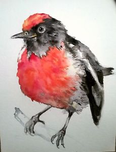 229x300 Bird Art Pet Lover Gift Red Robin,watercolor Painting Print - Robin Painting