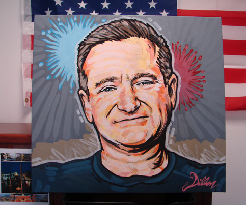 483x403 Painting Of Robin Williams By Dillon Spray Paint - Robin Williams Painting