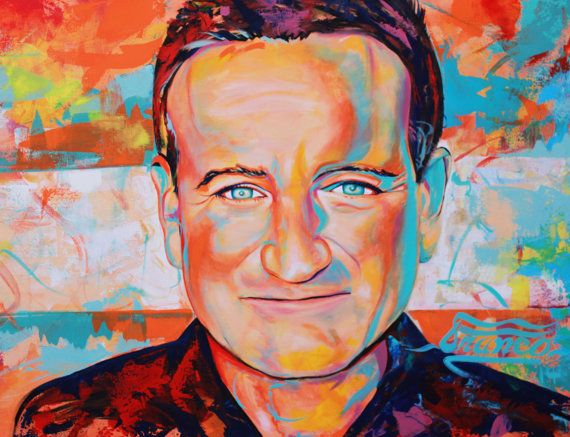 570x437 Robin Williams Acrylic Original Painting Pop Art 42 X 60 In. Pop - Robin Williams Painting