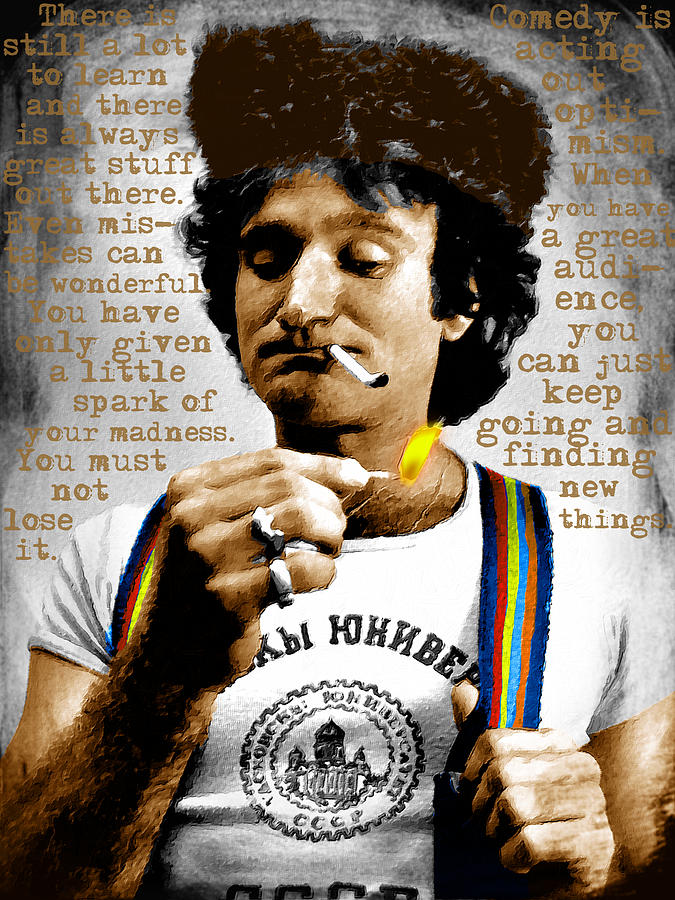 675x900 Robin Williams And Quotes Painting By Tony Rubino - Robin Williams Painting