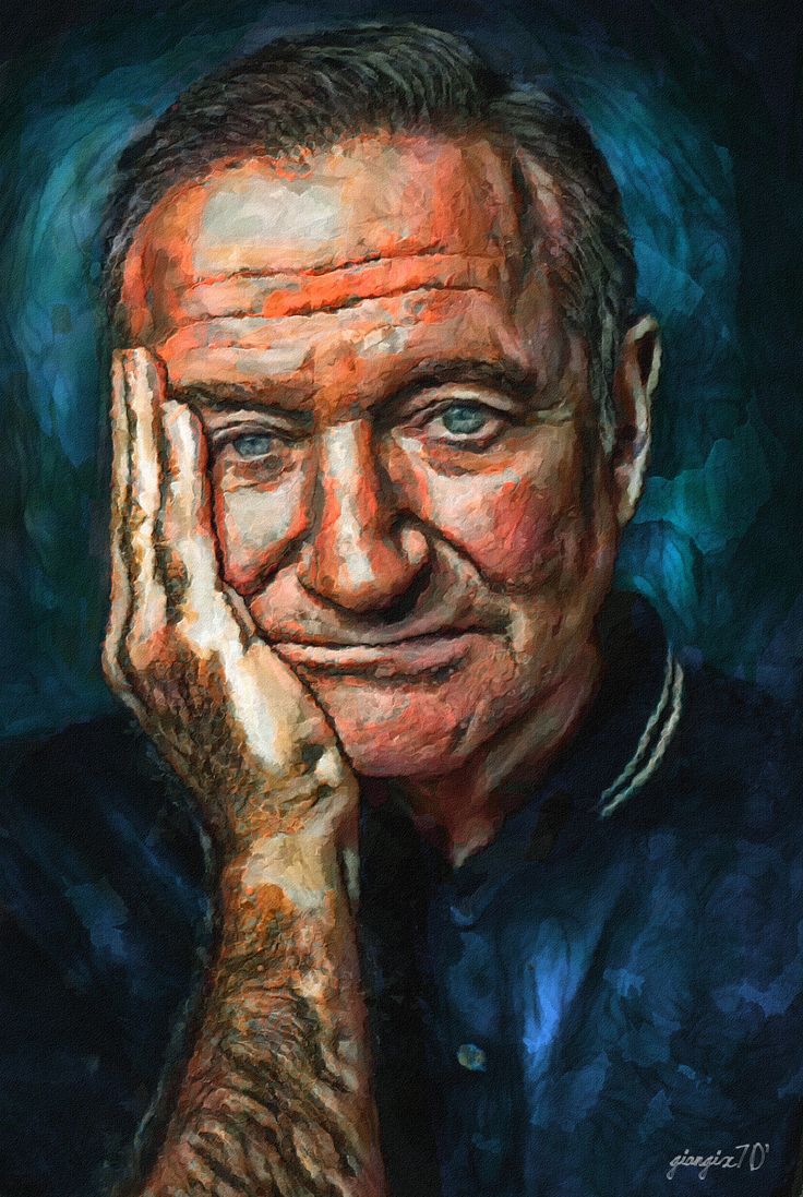 736x1097 254 Best Robin Williams Images On European Robin - Robin Williams Painting