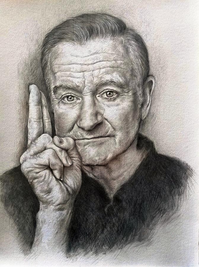 672x900 Robin Williams Painting By Tim Thorpe - Robin Williams Painting