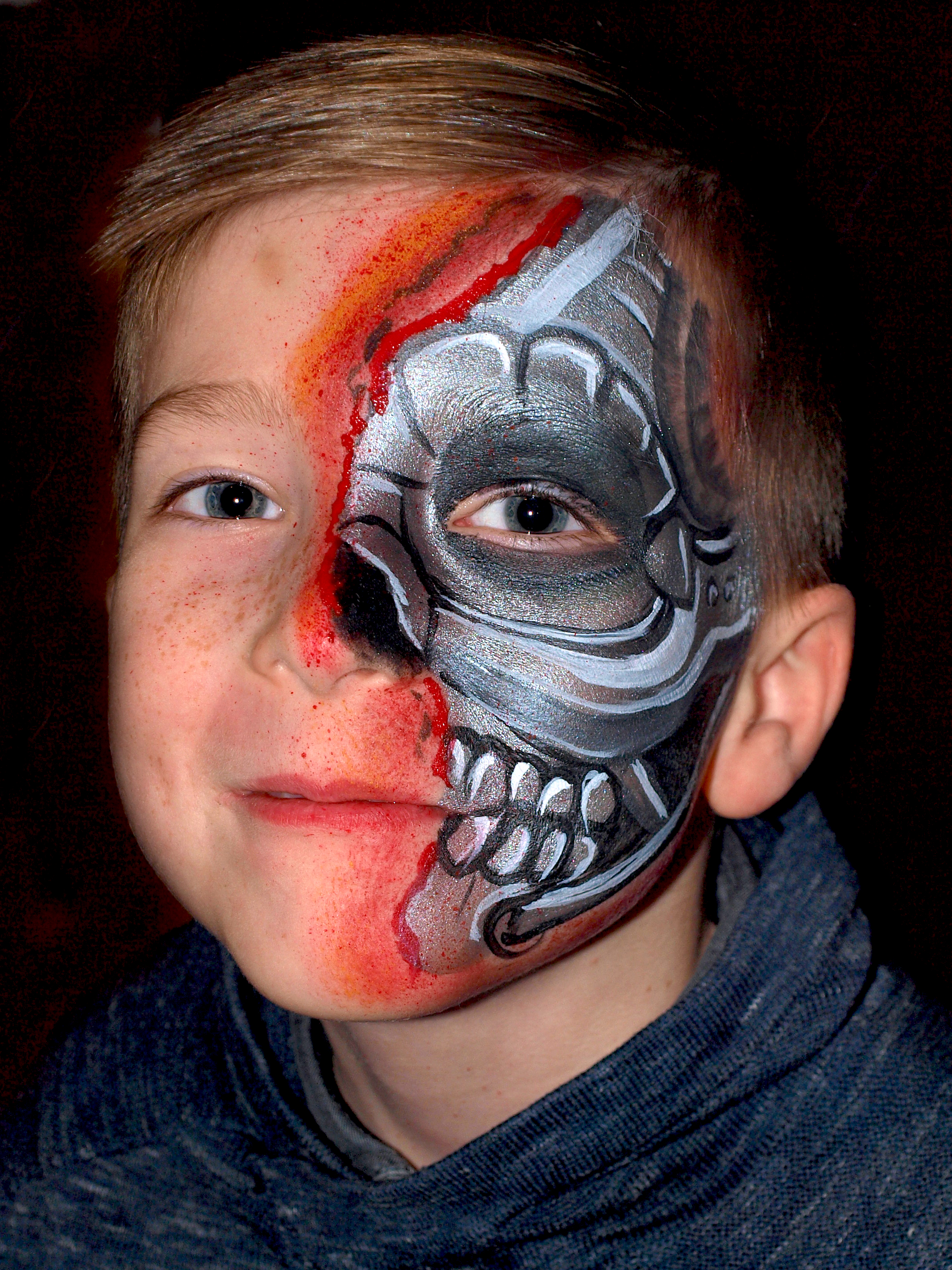 2133x2844 Louise Cooper Face Paint Artist Gold Coast Boys Faces - Robot Face Painting