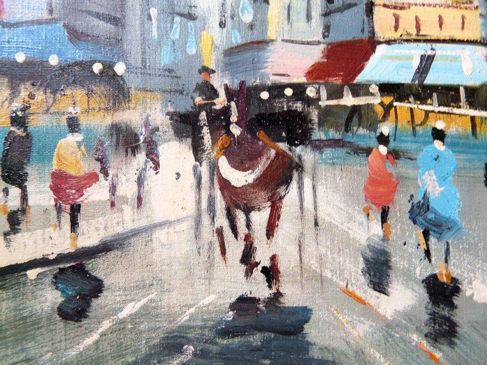 1000x750 Original Mid Century Modern Art Oil On Canvas Street Painting - Rocco Painting
