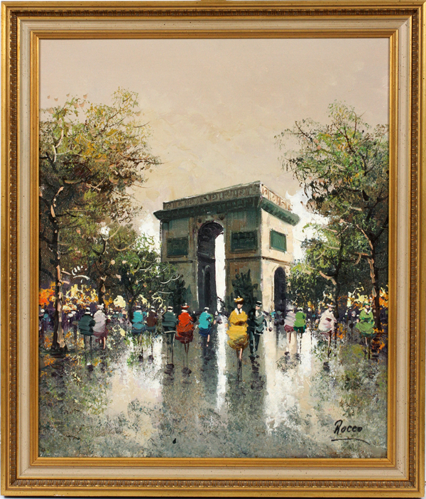 600x702 Signed Rocco, Oil Painting, H 24, W 18, Arc De Triomphearc De - Rocco Painting