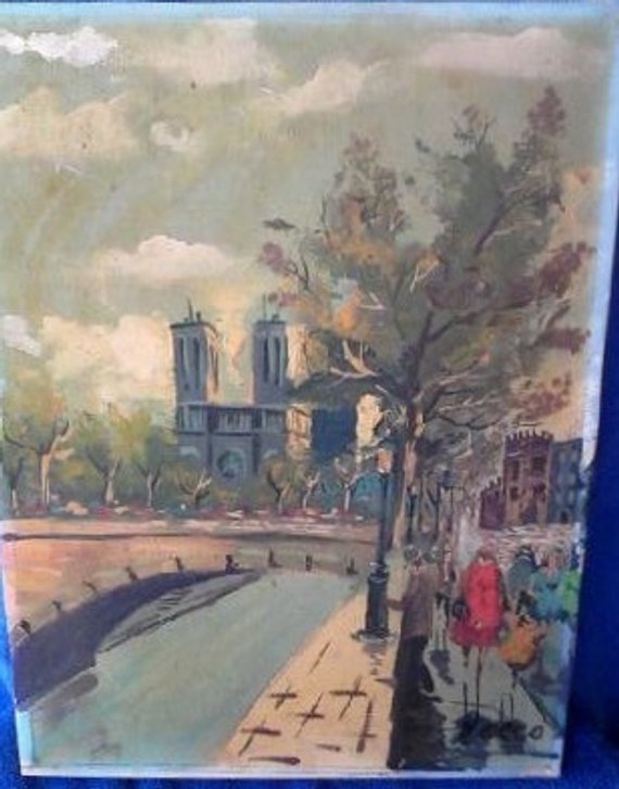 570x727 Vintage Signed Original Rocco Oil Painting Street Scene - Rocco Painting