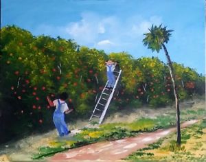 300x236 Florida Highwaymen Style Painting Orange Grove Memories By - Rochelle Painting