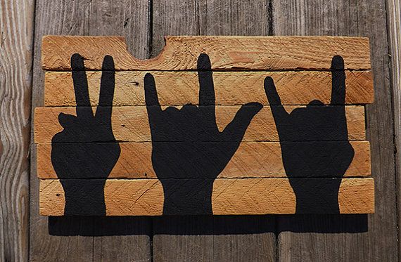 570x373 Peace Love Rock And Roll Painting On Reclaimed Wood - Rock And Roll Painting