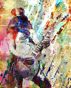 240x300 Slash Original Painting By Ryan Rock Artist - Rock And Roll Painting