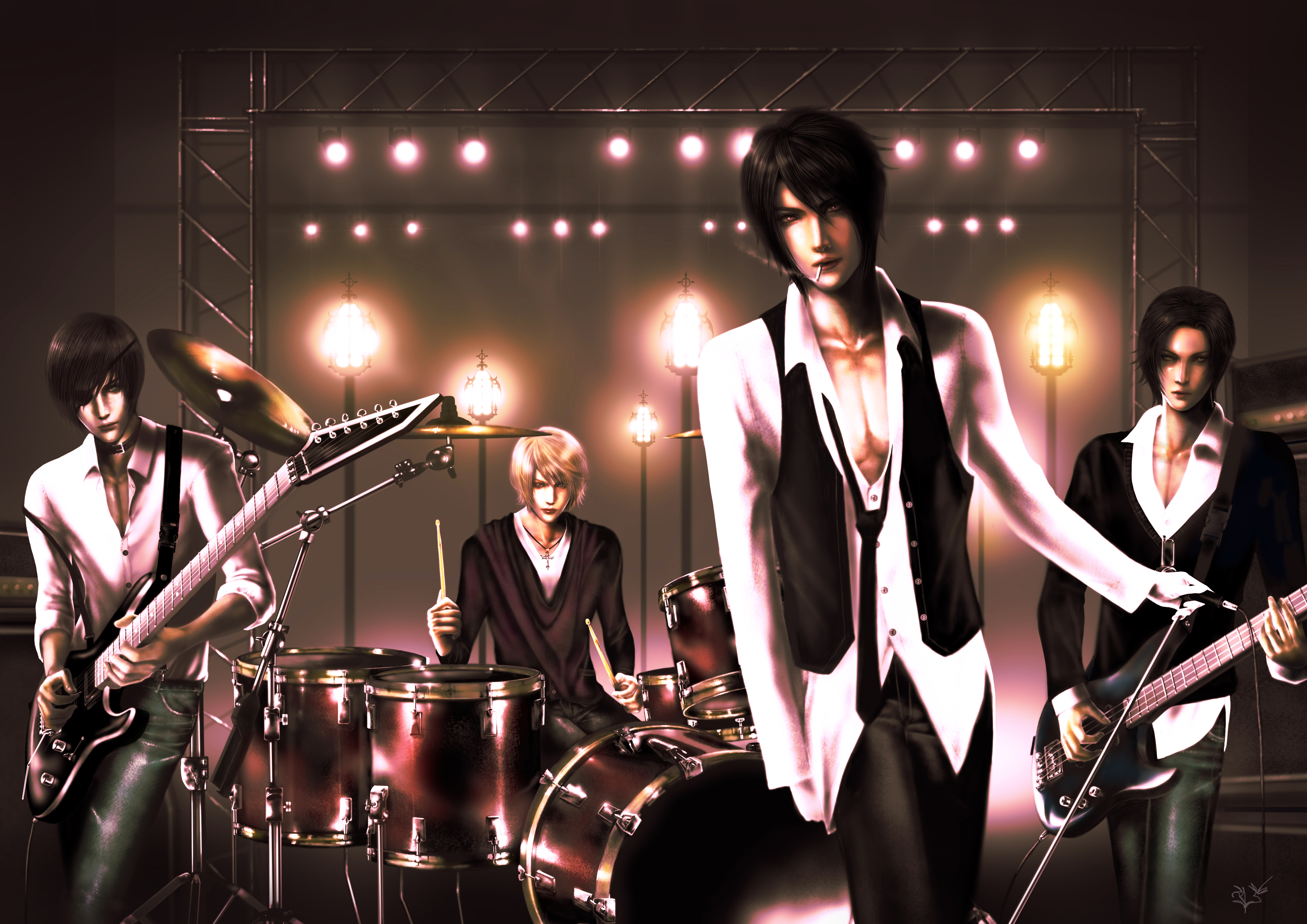 4961x3508 Kuroshitsuji Band By Thanomluk - Rock Band Painting