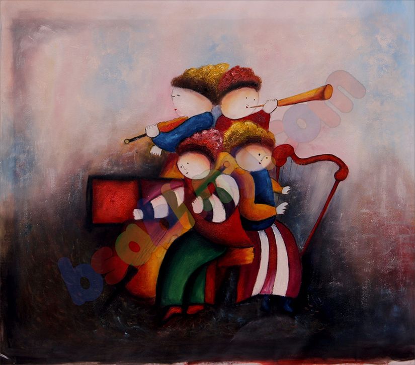 825x726 Rock Band Oil Painting On Canvas. oilpainting - Rock Band Painting