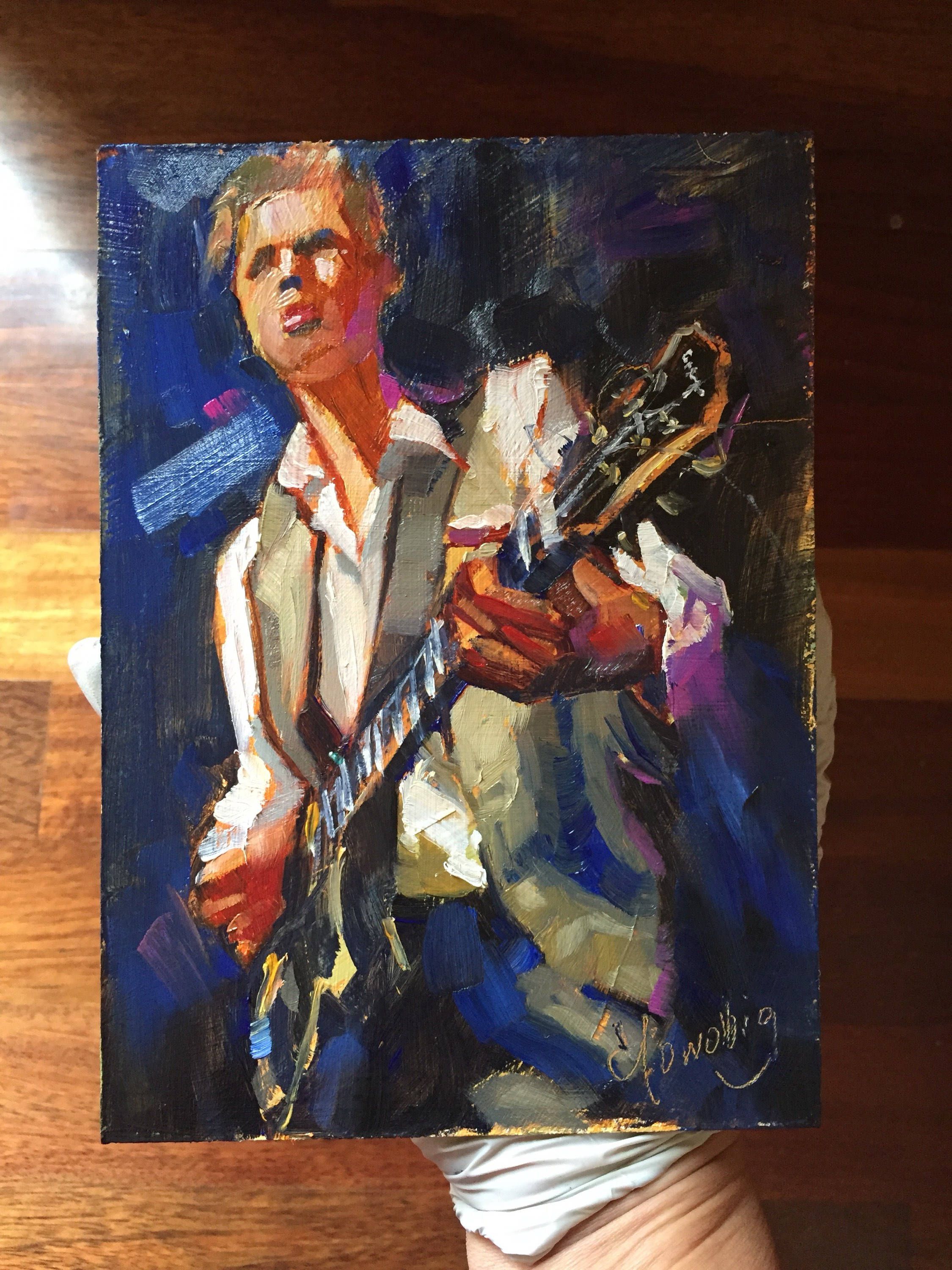 2250x3000 Framed Guitarist Musician Rock Band Concert Bold Color Oil - Rock Band Painting