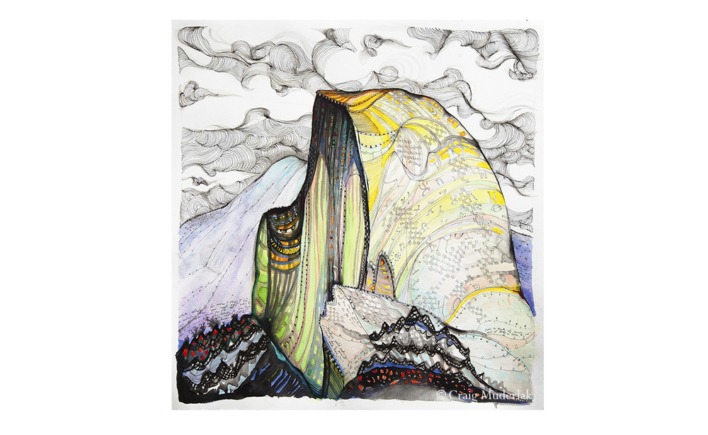 1000x615 Half Dome Script (Artist Proof) Muderlak Art - Rock Climbing Painting