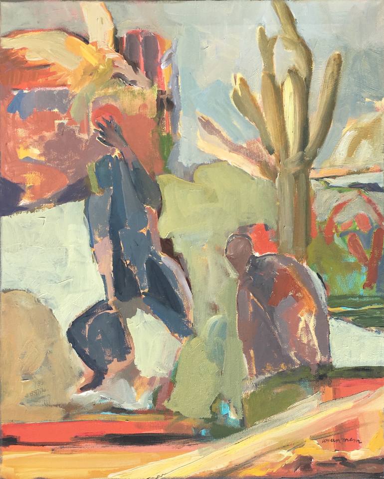 770x962 Saatchi Art Rock Climbing In Joshua Tree Painting By Arun Prem - Rock Climbing Painting