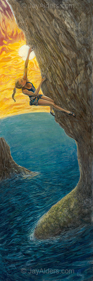 300x900 State Of Flow - Rock Climbing Painting