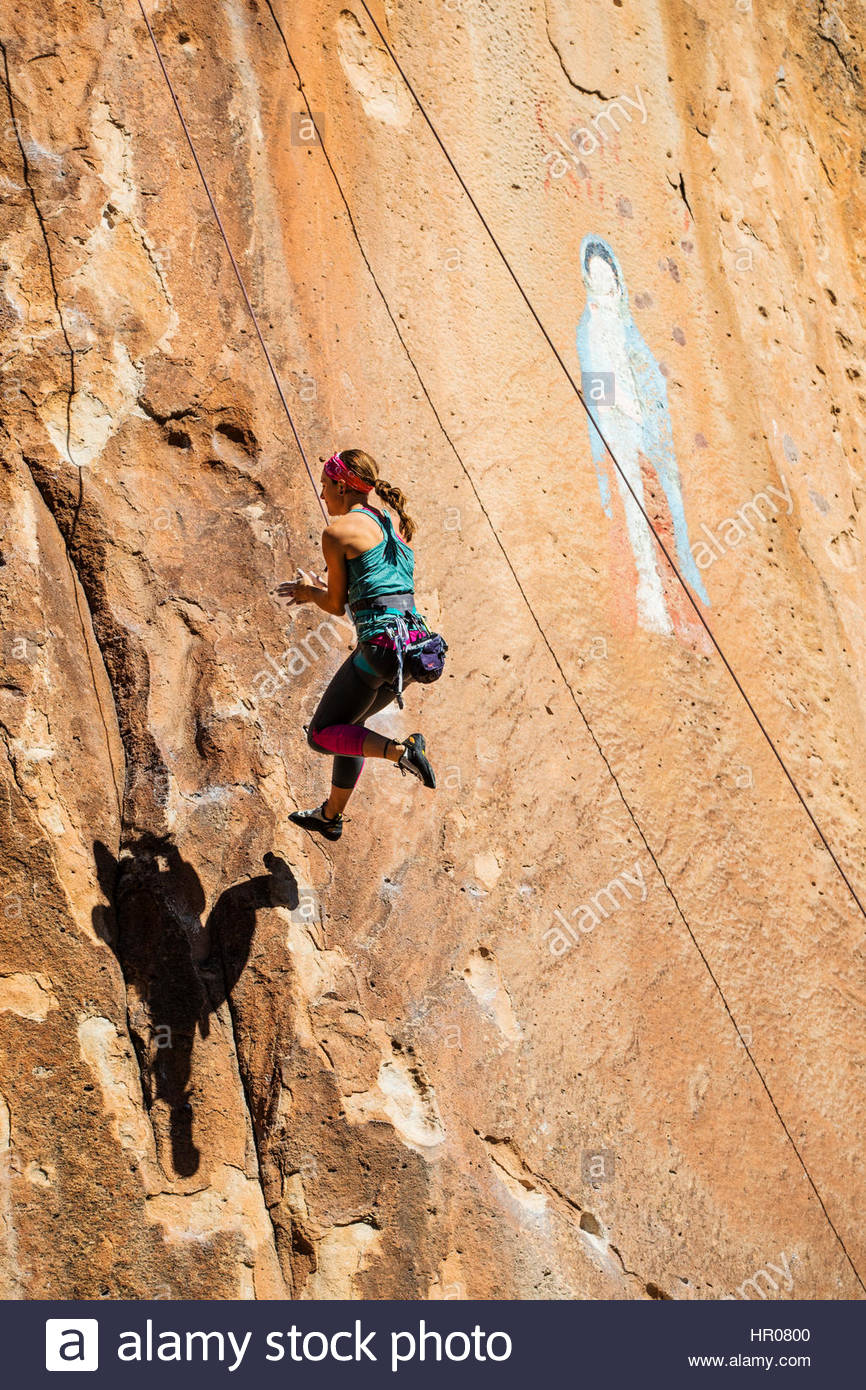 866x1390 Young Woman Rock Climbing By Virgin Of Guadalupe Painting - Rock Climbing Painting