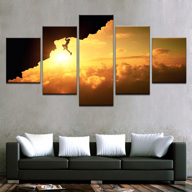 640x640 Canvas Prints Pictures Wall Art Framework Home Decor 5 Pieces X - Rock Climbing Painting