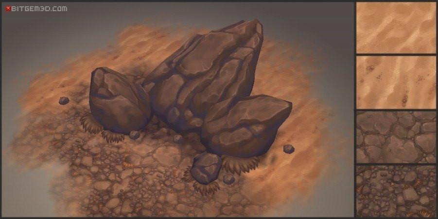 901x452 Hand Painted Texture Pack 16 - Rock Texture Painting