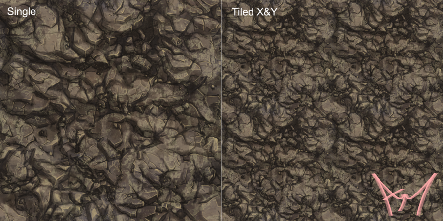 900x450 Hand Painted Tiling Rock Texture By Amehroke - Rock Texture Painting