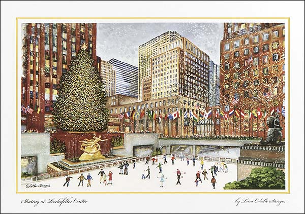 600x422 Personalized Nyc Rockefeller Center Ice Skating Painting Christmas - Rockefeller Center Painting
