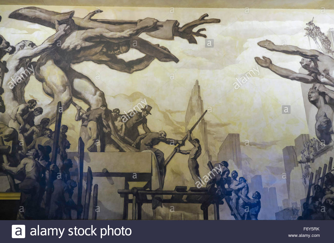 1300x949 Rockefeller Center, Time, Oil On Canvas Painting, Ceiling, Main - Rockefeller Center Painting