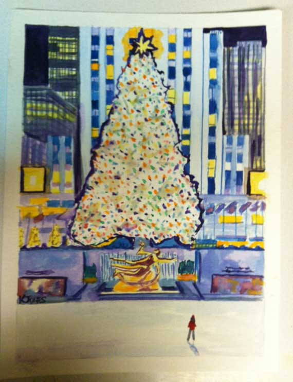 570x744 The View Christmas Tree - Rockefeller Center Painting