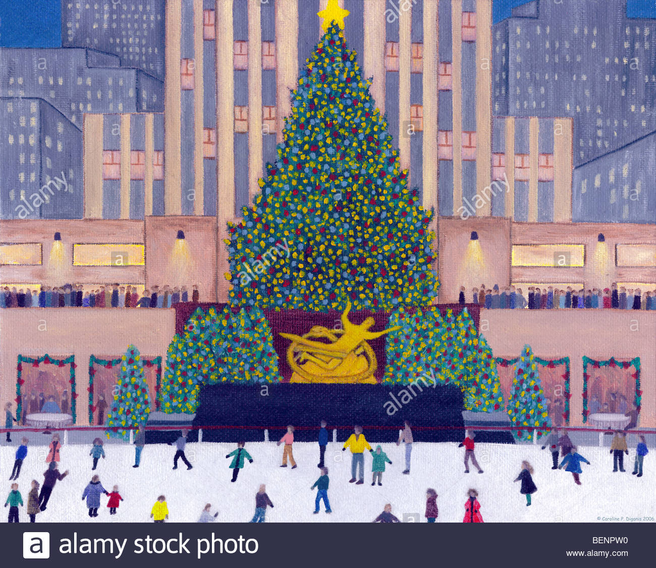 1300x1125 Christmas - Rockefeller Center Painting