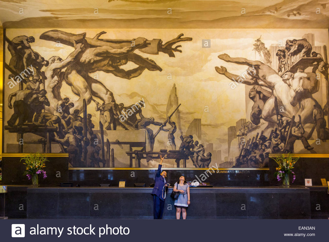 1300x959 American Progress Mural In Rockefeller Center Nyc Stock Photo - Rockefeller Painting