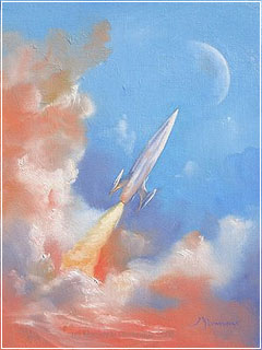 240x320 Retro Rocket Paintings By Marianne Plumridge Webomator Blog - Rocket Painting