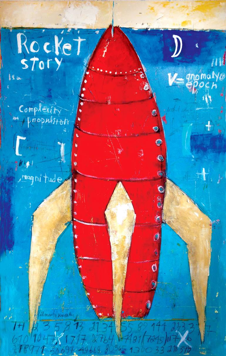 770x1212 Saatchi Art Rocket Story Painting By Mary Scrimgeour - Rocket Painting
