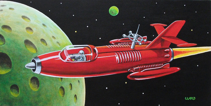 900x451 X 30 Space Rocket Painting By George Bryan Ward - Rocket Painting