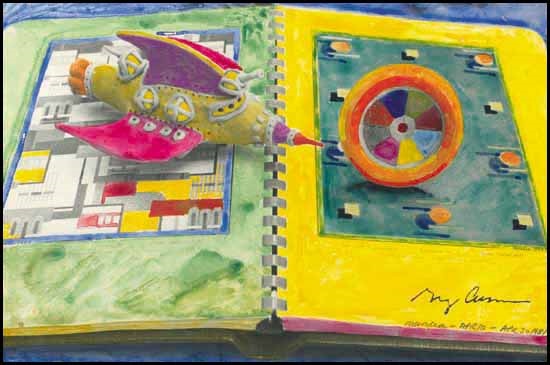 550x365 Rocket Ship, Painting And Linoleum Sample Book By Greg Curnoe - Rocket Ship Painting