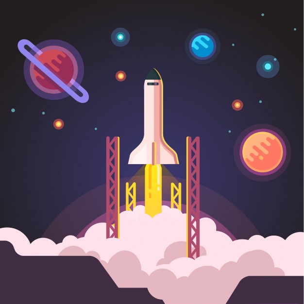 626x626 Rocket Ship Shuttle Launch Vector Free Download - Rocket Ship Painting