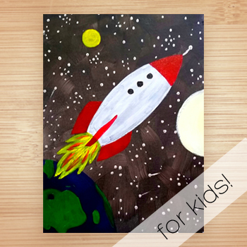 350x350 Blasting Off - Rocket Ship Painting