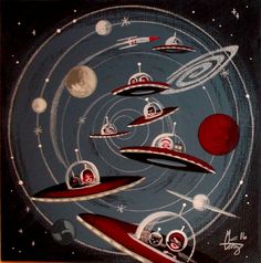 236x238 Rocket To The Moon Moon, Sience Fiction And Painting Inspiration - Rocket To The Moon Painting