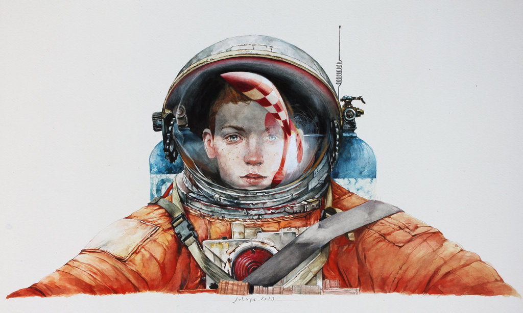 1024x614 Rocket To The Moon By Julepe - Rocket To The Moon Painting