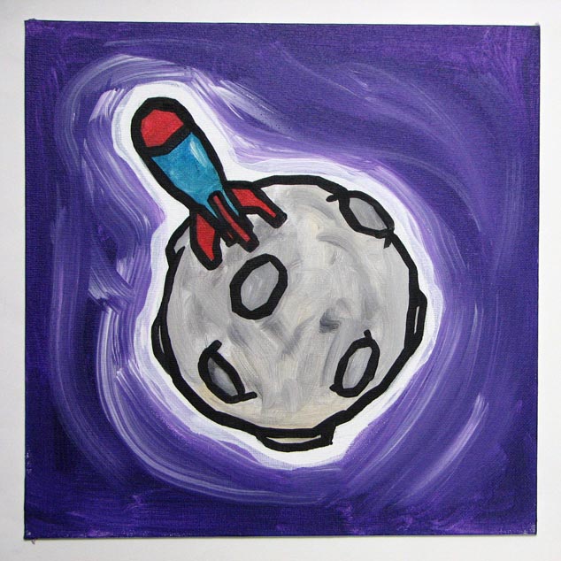 634x634 Ali's Art Adventures Rocket On The Moon - Rocket To The Moon Painting