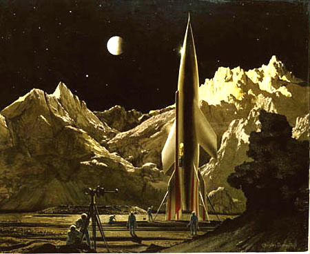 450x368 Chesley Bonestell And The Landscape Of The Moon Daily Planet - Rocket To The Moon Painting