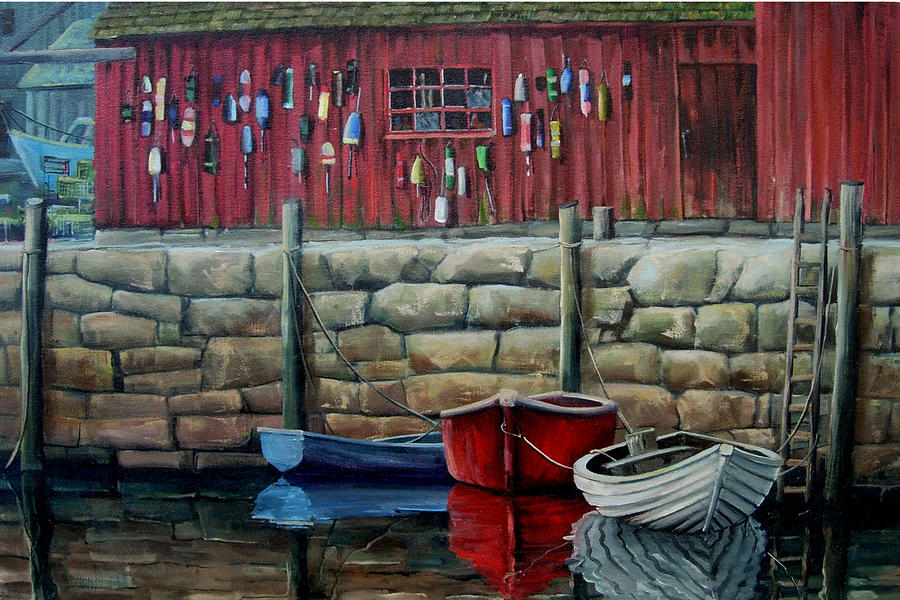 900x600 Rockport Harbor Painting By Michael Cranford - Rockport Painting