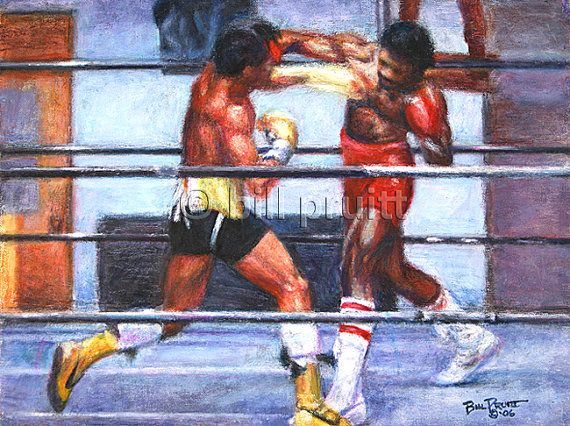 570x426 Sylvester Stallone Rocky Balboa Apollo Creed Art Print 12x16 - Rocky 3 Ending Painting