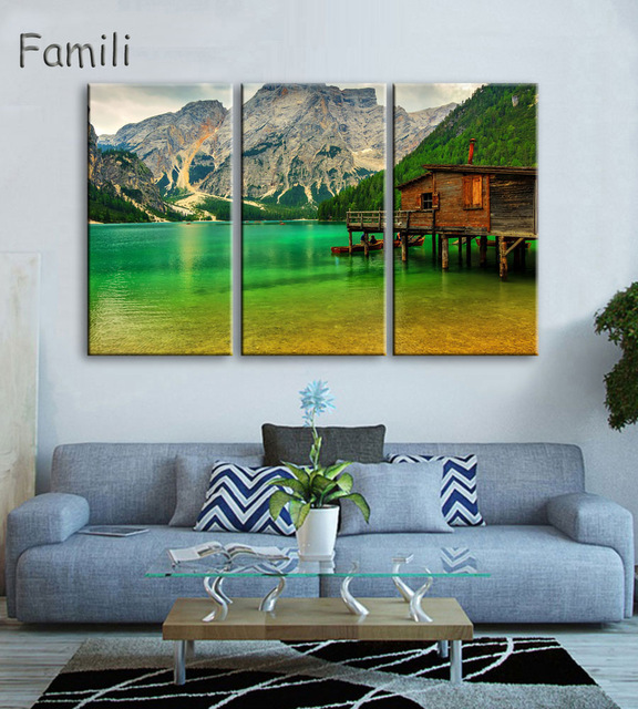 576x640 Hd Print 3 Piece Landscape Canvas Painting Barn Rocky Mountains 5 - Rocky 3 Painting