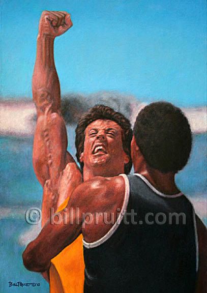 407x576 Original Oil Painting Rocky 3 Apollo Creed By Billpruittart - Rocky 3 Painting Original